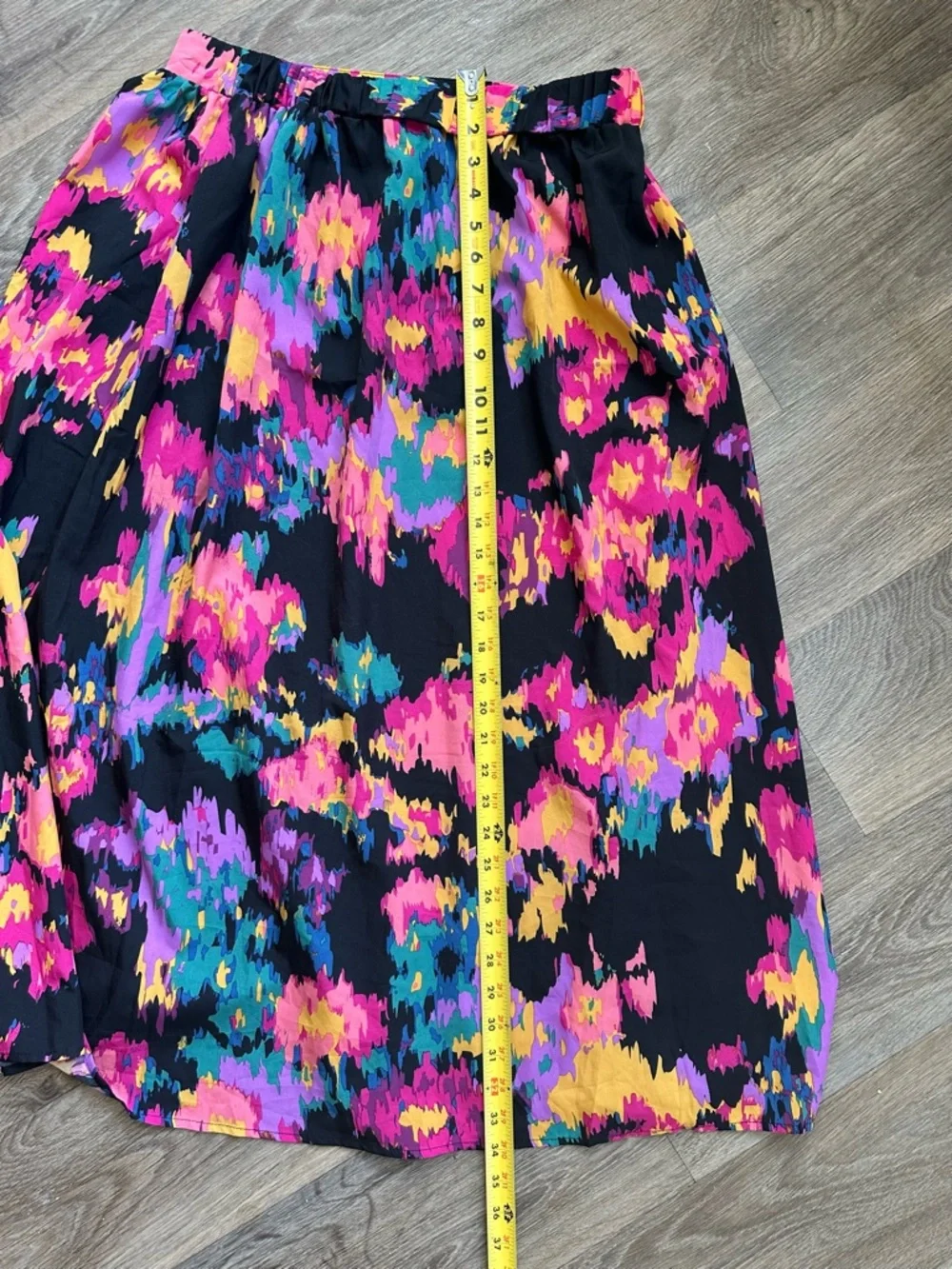 High-Waisted Abstract Floral Midi Skirt Size L - Picture 7 of 9